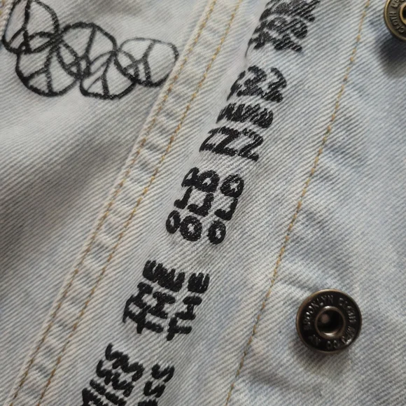 BROOKLYN CLOTH SIZE S BLUE DENIM JEAN JACKET GRAFFITI NEW YORK ALIEN ROSE - Picture 8 of 16